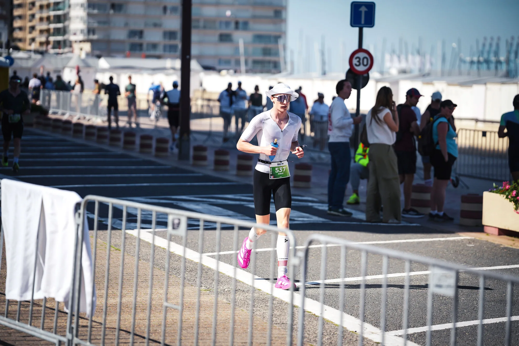 Running beside the marina at Knokke-Heist.